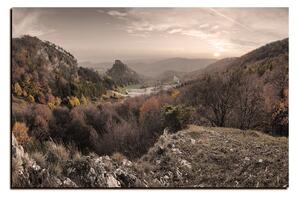 Obraz na plátně - Podzimní krajina při západu slunce, Slovensko, Vrsatec 1260FA (60x40 cm)