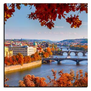 Obraz na plátně - Řeka Vltava a Karlův most - čtverec 3257A (50x50 cm)