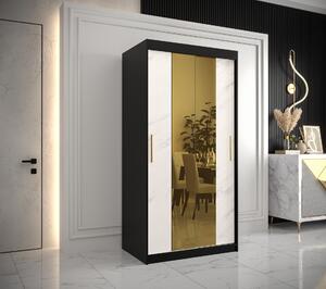 Šatní skříň Abi Golden T1 Barva korpusu: Bílá, Rozměry: 120 cm, Dveře: Černý Marmur + zlaté zrcadlo