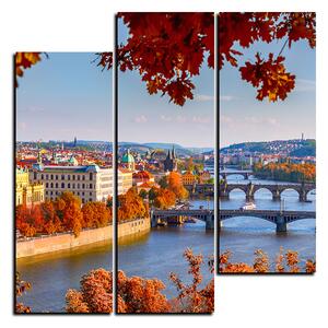 Obraz na plátně - Řeka Vltava a Karlův most - čtverec 3257D (75x75 cm)