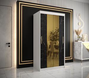 Šatní skříň Abi Golden T1 Barva korpusu: Bílá, Rozměry: 150 cm, Dveře: Bílý Marmur + zlaté zrcadlo