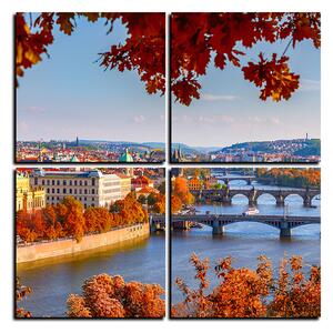 Obraz na plátně - Řeka Vltava a Karlův most - čtverec 3257E (60x60 cm)