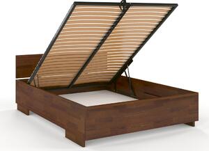 Prodloužená postel z masivu borovice Bergman s úložným prostorem 120x220, Odstín moření: Ořech