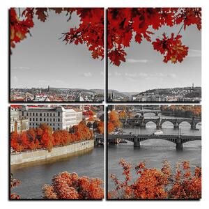 Obraz na plátně - Řeka Vltava a Karlův most - čtverec 3257QE (60x60 cm)