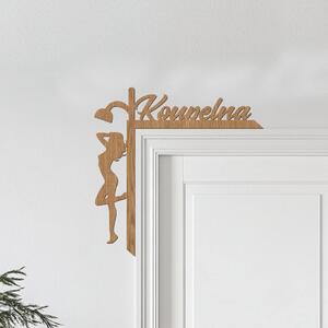 Dřevěná cedulka do rohu dveří Koupelna | Rozměry (cm): 20x18 | Zvolte barvu dekoru: Horský dub