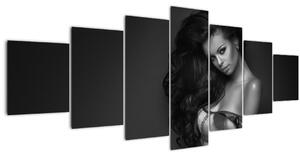 Obraz - Černobílý portrét svůdné ženy (210x100 cm)
