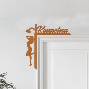 Dřevěná cedulka do rohu dveří Koupelna | Rozměry (cm): 20x18 | Zvolte barvu dekoru: Třešeň