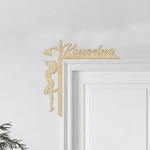 Dřevěná cedulka do rohu dveří Koupelna | Rozměry (cm): 20x18 | Zvolte barvu dekoru: Javor