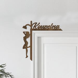 Dřevěná cedulka do rohu dveří Koupelna | Rozměry (cm): 20x18 | Zvolte barvu dekoru: Ořech