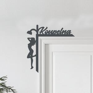 Dřevěná cedulka do rohu dveří Koupelna | Rozměry (cm): 20x18 | Zvolte barvu dekoru: Antracitová