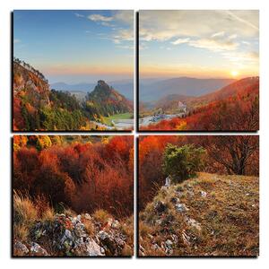 Obraz na plátně - Podzimní krajina při západu slunce, Slovensko, Vrsatec - čtverec 3260E (60x60 cm)