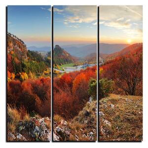 Obraz na plátně - Podzimní krajina při západu slunce, Slovensko, Vrsatec - čtverec 3260B (75x75 cm)