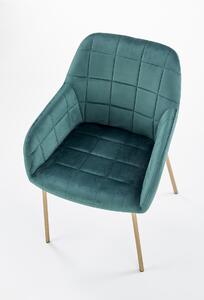 Čalouněné jídelní židle K306 tmavě zelený / zlatý
