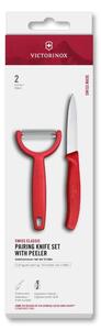 Victorinox - Sada kuchyňský nůž se škrabkou SWISS CLASSIC červená