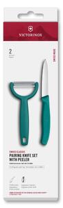 Victorinox - Sada kuchyňský nůž se škrabkou SWISS CLASSIC tyrkysová