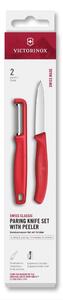 Victorinox - Sada kuchyňský nůž se škrabkou SWISS CLASSIC červená