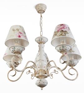 Light for home - Závěsný lustr na řetězu s pěti textilními stínidly 10605 