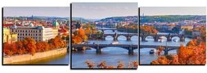 Obraz na plátně - Řeka Vltava a Karlův most - panoráma 5257D (150x50 cm)