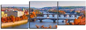 Obraz na plátně - Řeka Vltava a Karlův most - panoráma 5257E (150x50 cm)