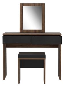 Toaletní stolek JUNO + taburet 45x29,6 cm hnědá/černá