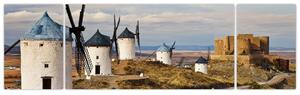 Obraz - Větrné mlýny Consuegra, Španělsko (170x50 cm)