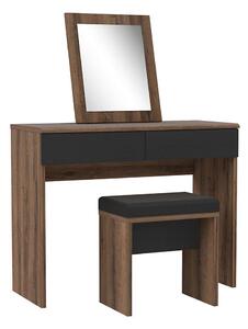 Toaletní stolek JUNO + taburet 45x29,6 cm hnědá/černá