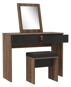 Toaletní stolek JUNO + taburet 45x29,6 cm hnědá/černá