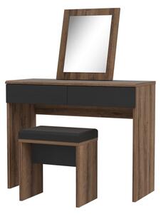 Toaletní stolek JUNO + taburet 45x29,6 cm hnědá/černá