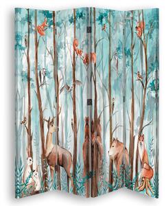 Paraván Les a lesní zvířátka Rozměry: 145 x 170 cm, Provedení: Klasický paraván