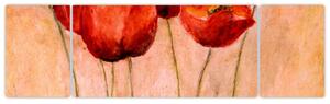 Obraz - Červené tulipány (170x50 cm)
