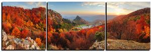 Obraz na plátně - Podzimní krajina při západu slunce, Slovensko, Vrsatec -panoráma 5260C (90x30 cm)