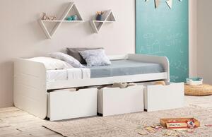 Bílá lakovaná dětská postel Marckeric Abbott 90 x 190 cm se zásuvkami