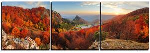 Obraz na plátně - Podzimní krajina při západu slunce, Slovensko, Vrsatec -panoráma 5260B (90x30 cm)