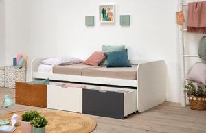 Bílá lakovaná dětská postel Marckeric Abbott 90 x 190 cm s barevnými zásuvkami