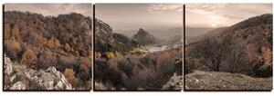 Obraz na plátně - Podzimní krajina při západu slunce, Slovensko, Vrsatec -panoráma 5260FB (90x30 cm)