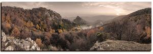 Obraz na plátně - Podzimní krajina při západu slunce, Slovensko, Vrsatec -panoráma 5260FA (105x35 cm)