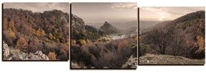 Obraz na plátně - Podzimní krajina při západu slunce, Slovensko, Vrsatec -panoráma 5260FD (150x50 cm)