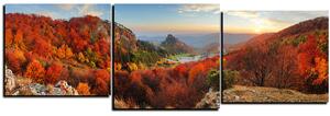Obraz na plátně - Podzimní krajina při západu slunce, Slovensko, Vrsatec -panoráma 5260D (150x50 cm)