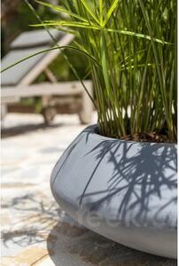 Pottery Pots Venkovní květináč kulatý Tara M, Grey (barva šedá), kolekce Natural, kompozit Fiberstone, průměr 60 cm x v 22,5 cm, objem cca 19 l