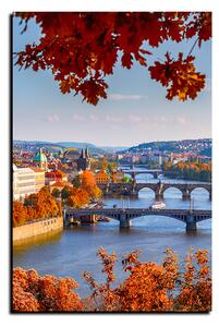Obraz na plátně - Řeka Vltava a Karlův most - obdélník 7257A (90x60 cm )