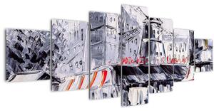 Obraz - Ulice v Paříži, olejomalba (210x100 cm)