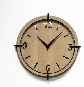 Dřevěné nástěnné hodiny s 3D čísly | Moderní design do interiéru | SENTOP HDF0601-MAPLE