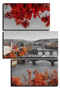 Obraz na plátně - Řeka Vltava a Karlův most - obdélník 7257QD (90x60 cm)