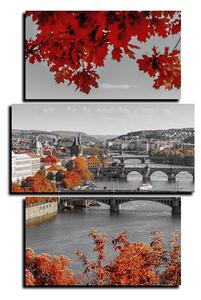 Obraz na plátně - Řeka Vltava a Karlův most - obdélník 7257QC (90x60 cm)