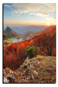 Obraz na plátně - Podzimní krajina při západu slunce, Slovensko, Vrsatec - obdélník 7260A (120x80 cm)