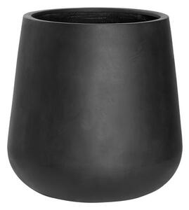 Pottery Pots Venkovní květináč kulatý Pax M, Black (barva černá), kolekce Natural, kompozit Fiberstone, průměr 44 cm x v 46 cm, objem cca 56 l