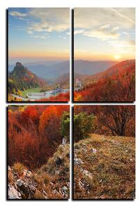 Obraz na plátně - Podzimní krajina při západu slunce, Slovensko, Vrsatec - obdélník 7260E (90x60 cm)