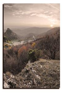 Obraz na plátně - Podzimní krajina při západu slunce, Slovensko, Vrsatec - obdélník 7260FA (120x80 cm)