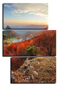 Obraz na plátně - Podzimní krajina při západu slunce, Slovensko, Vrsatec - obdélník 7260C (90x60 cm)