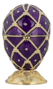 Smaltovaná šperkovnice bonboniéra Fabergého vejce 15 cm fialová